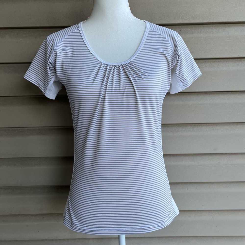 •Eddie Bauer• Short Sleeved Striped Workout Top - Size Small